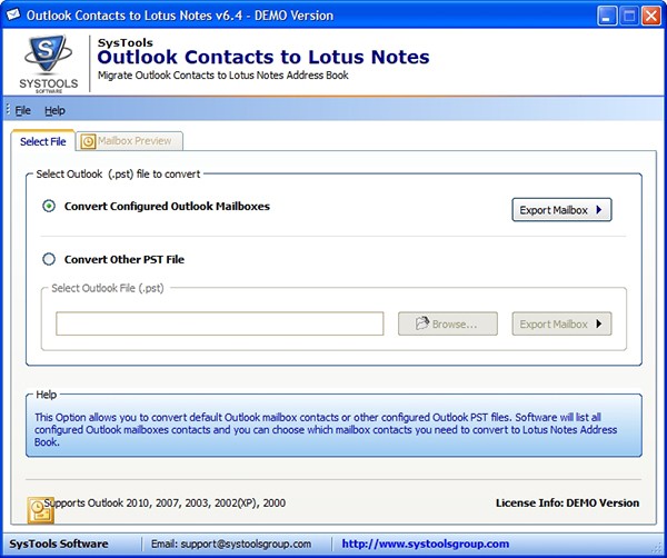 SysTools  Outlook  Contacts  to  Lotus  Notes(邮箱处理工具)